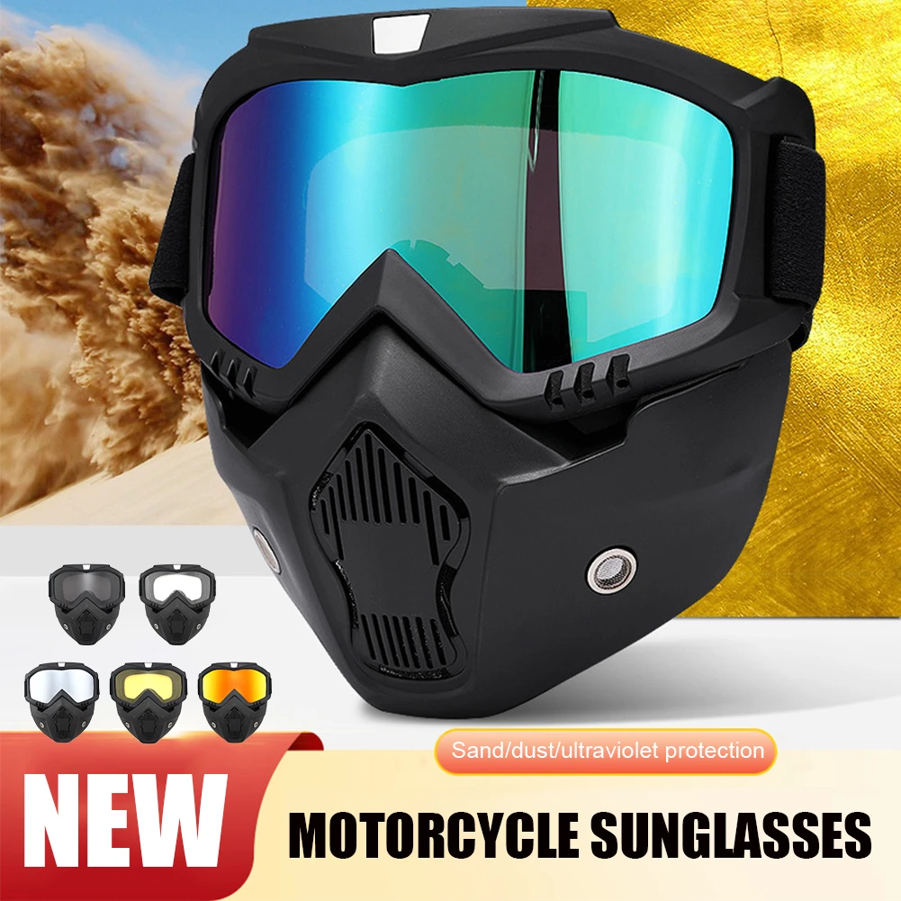 Occhiali da sole da motocross UV400 Occhiali da sci antivento da ciclismo con  maschera per la bocca Maschera per casco da moto per bici con protezione  UV| | - AliExpress