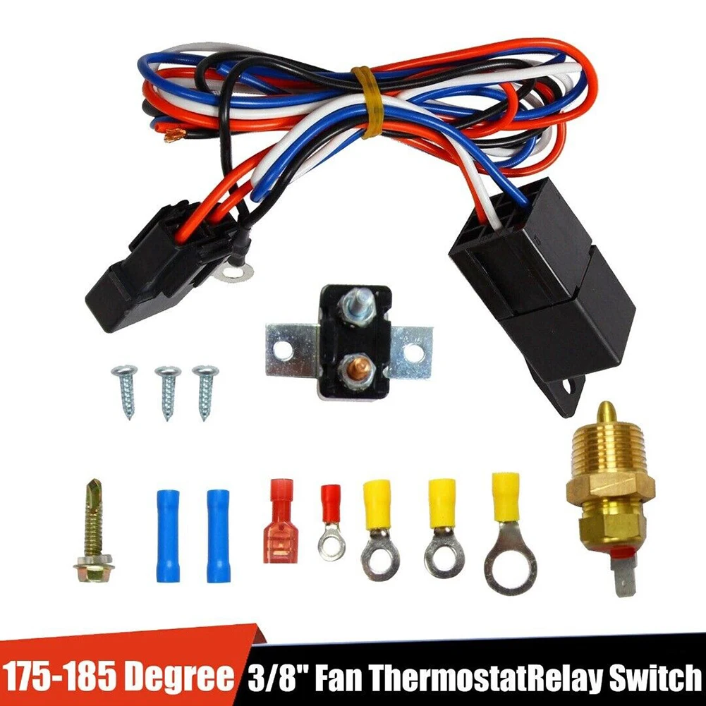 

1x 175-185 Degree 40A DC12V Electric Engine Fan Thermostat Temperature Relay Switch Sensor Kit For 265 283 305 307 327 350 383