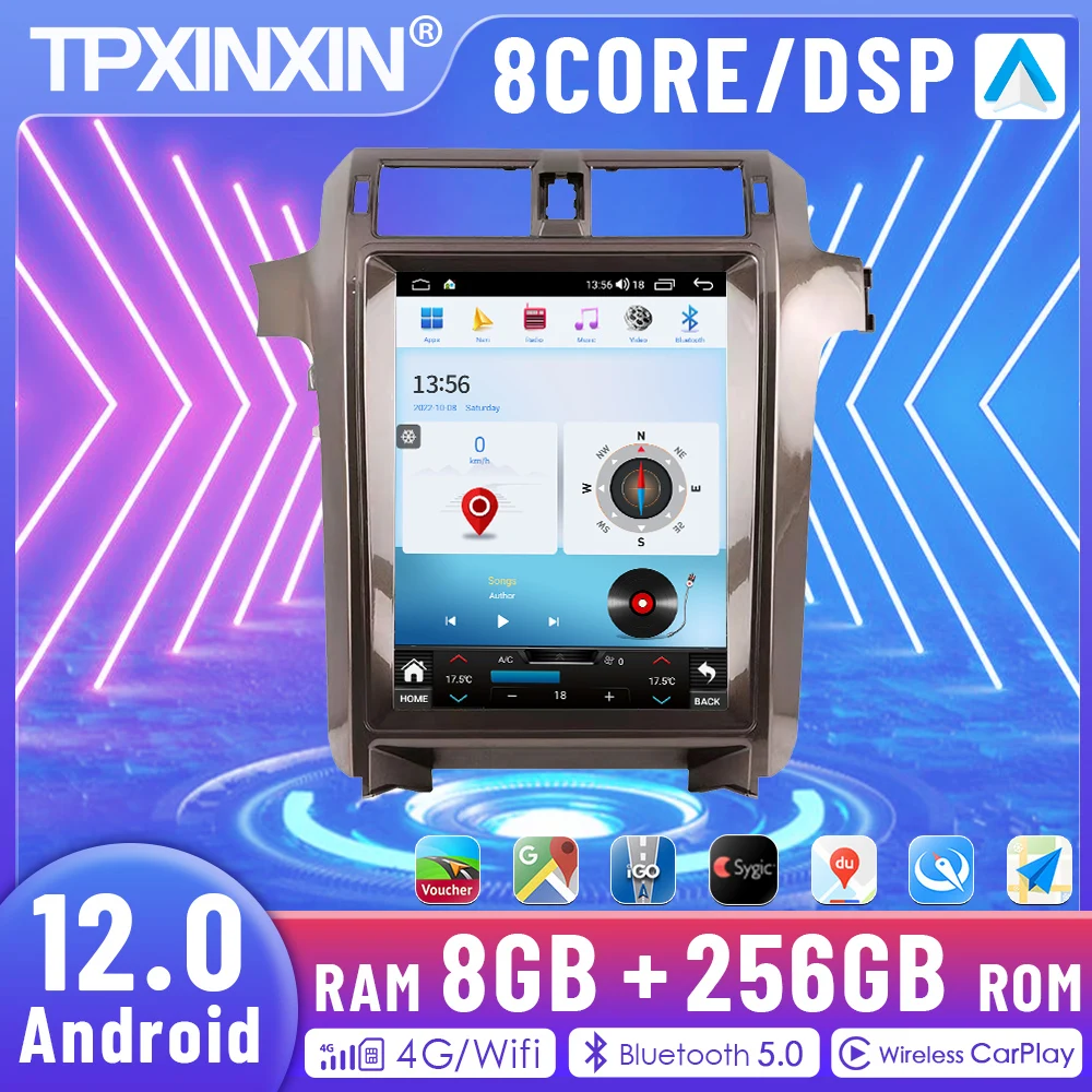 

2 Din 11,8/15 "8 + 256 ГБ Tesla для Lexus GX460 2010-2019 Android 12 автомобильный проигрыватель с радио и GPS головное устройство аудио видео плеер Carplay