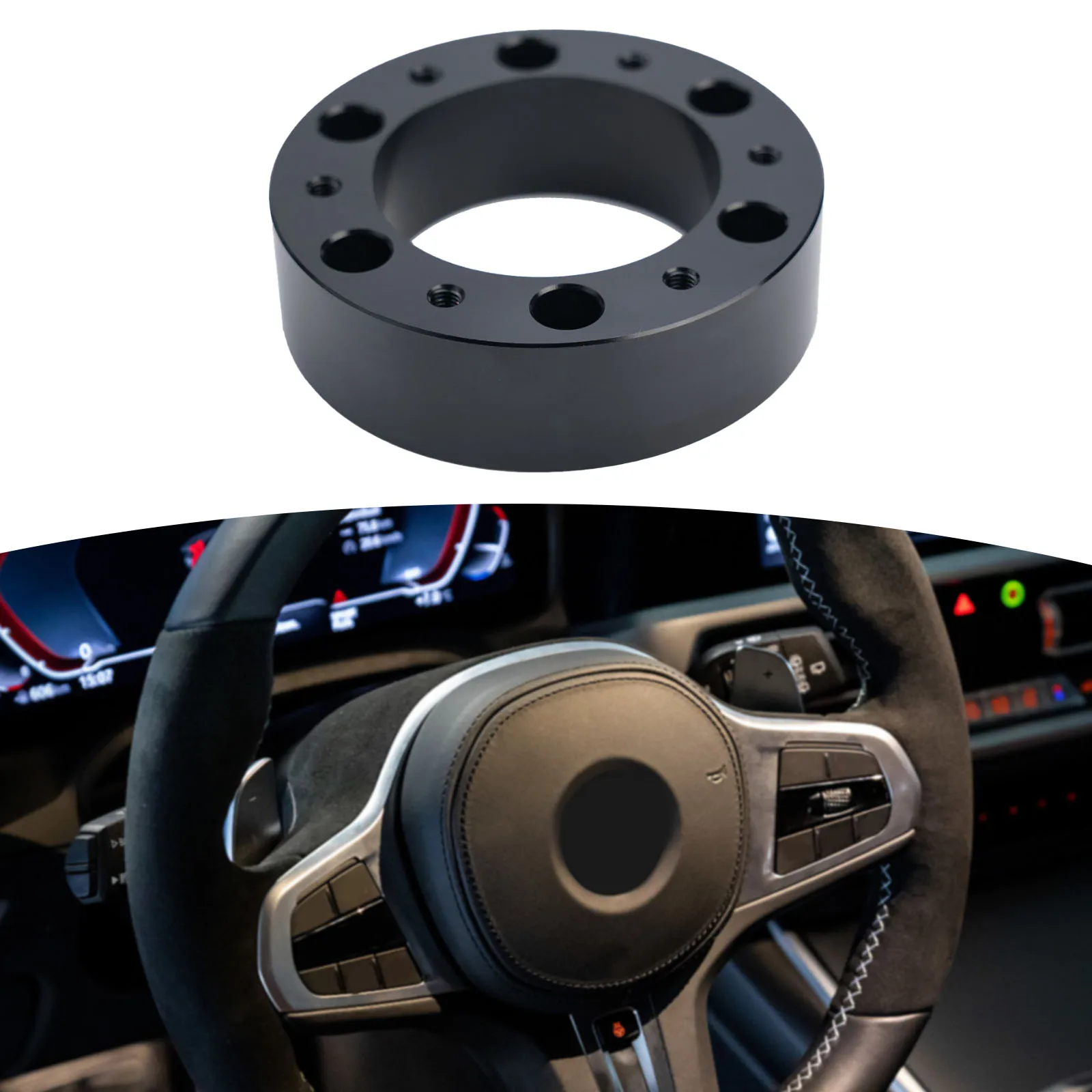 

55mm / 2.1 '' Steering Wheel Spacer Hub Aluminum Alloy Gasket 25mm / 1 '' Black Bolt For Momo Sparco NRG Newest