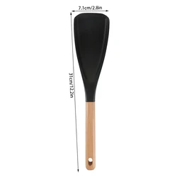 Durable Silicone Cooking Spoon with Wood Handle - Nonstick & BPA - Free, Ideal for Mixing, Scooping, and Scraping (Black)