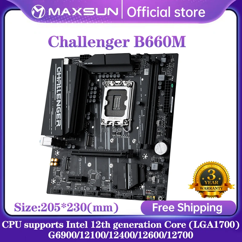  [World Premiere] MAXSUN Motherboard MS- B660M LGA1700 DDR4 SATA M.2 M-ATX  supports CPU12400/12400F/12700(INTEL B660/LGA 1700)
