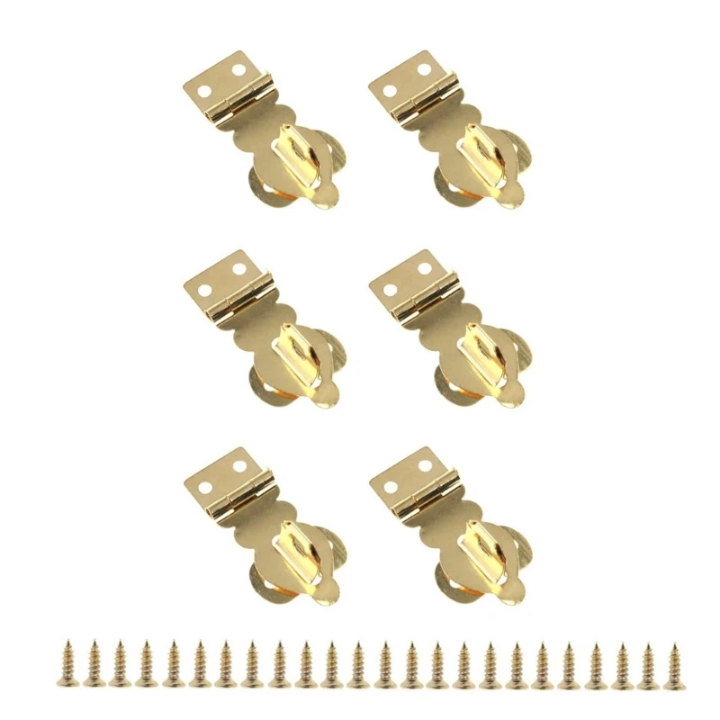 6pcs Gold Metal Hasp lock Decorative Brass Latches lock Simple Installs for Small To Medium wood Boxes & DIY Projects