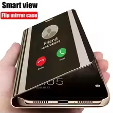 Elegant Smart Mirror Flip Case - Sleek Protective Cover with Interactive Display