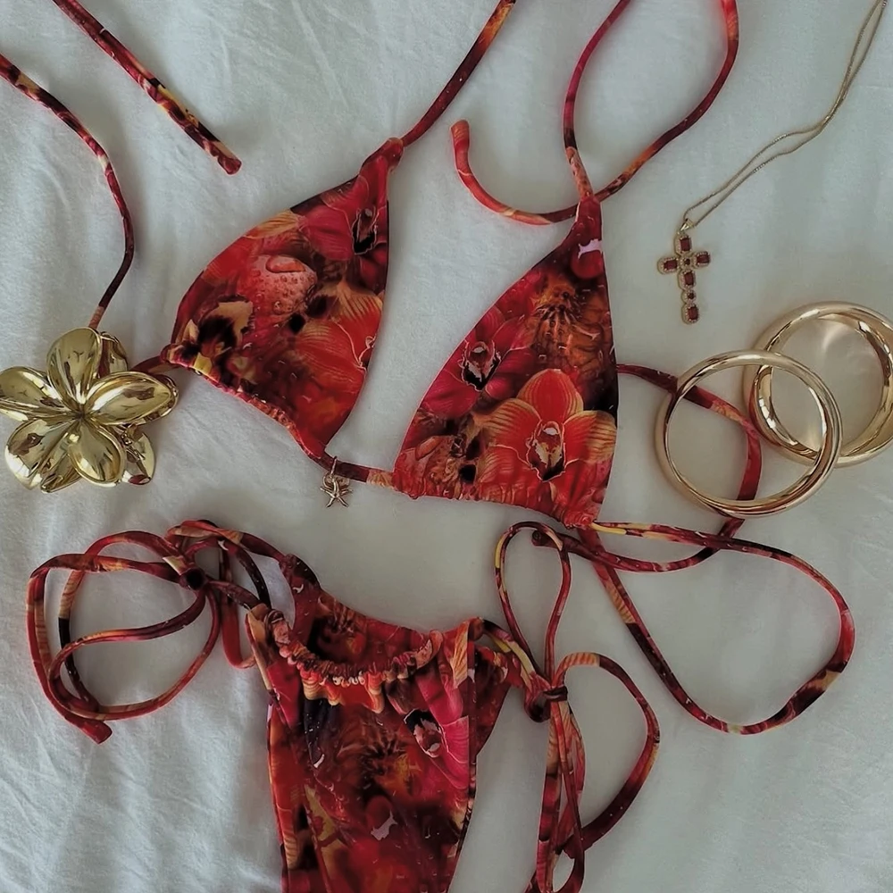 Micro Bikini Push Up Women Swimsuits 2025 Sexy Female Swimwear Brazilian Bikini Set Thong Biquini Lace Swim Suit Print Beachwear