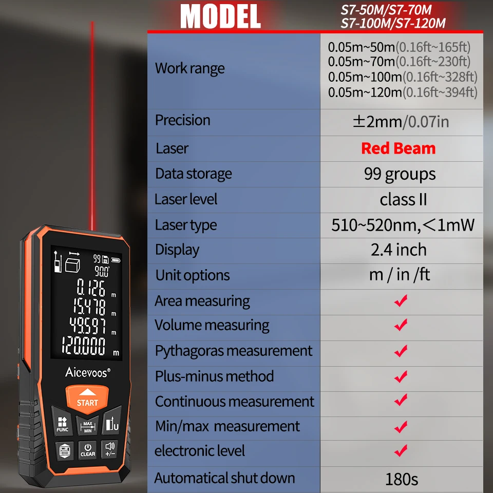 Laser Rangefinder Aicevoos 50M 70M 100M 120M