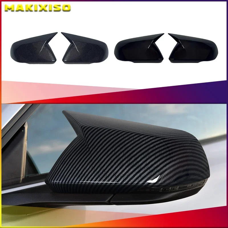 

For Ford Mustang 2015-2020 Rearview Side Mirror Cover Wing Cap Exterior Door Rear View Case Trim Sticker Carbon Fiber Look Auto