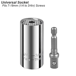 Universal Socket Wrench Head Set with Magic Grip Adapter (Universal Socket)