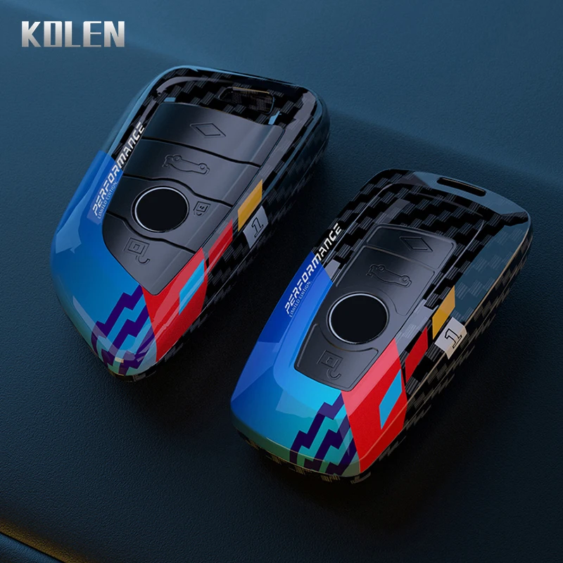 Leather Zinc Alloy Car Key Case Cover For BMW X1 X2 X3 X4 X5 X6 X7 5/6/7series E - Foto 4