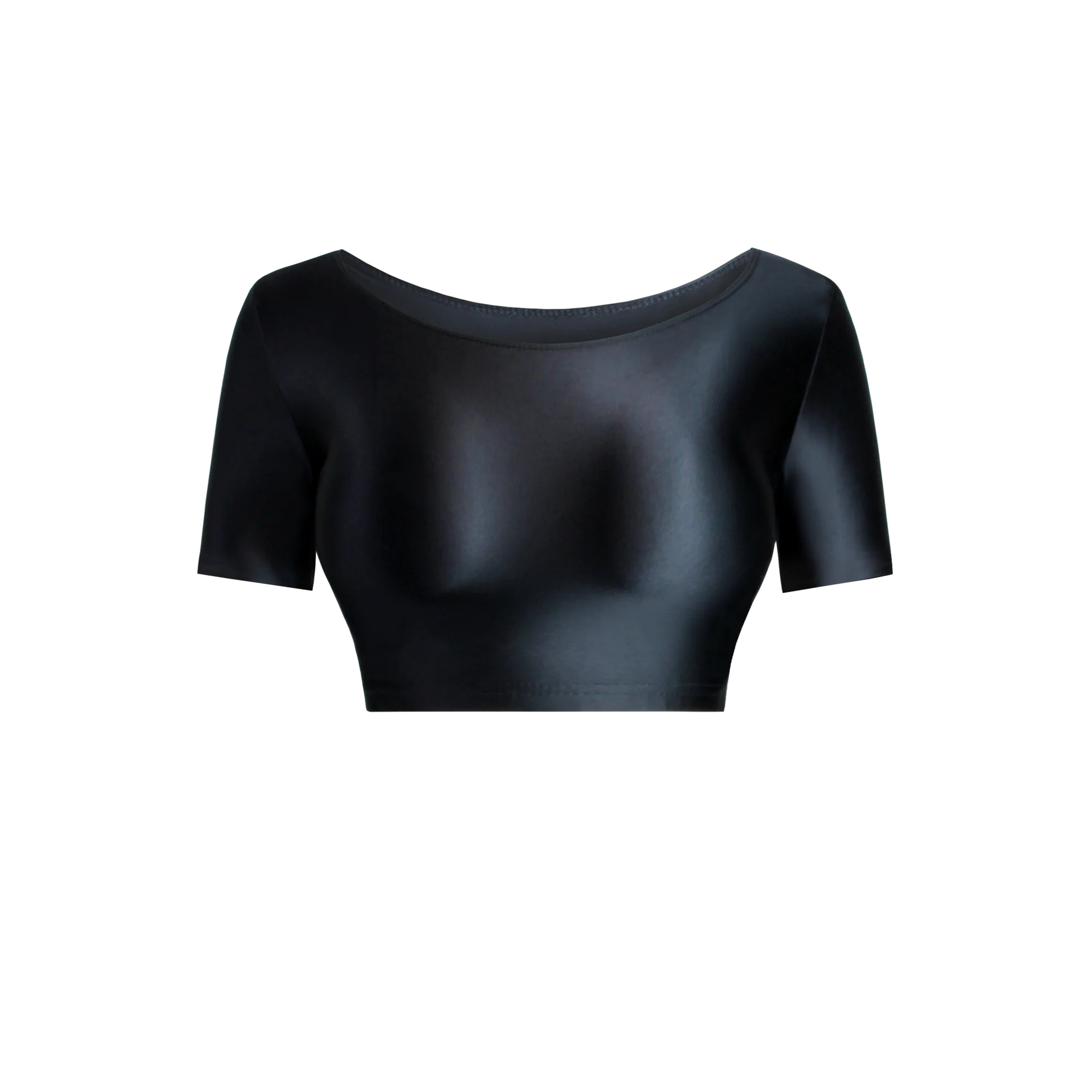 

DROZENO Thin midriff short sleeved top for women Silky tights Solid color T-shirt
