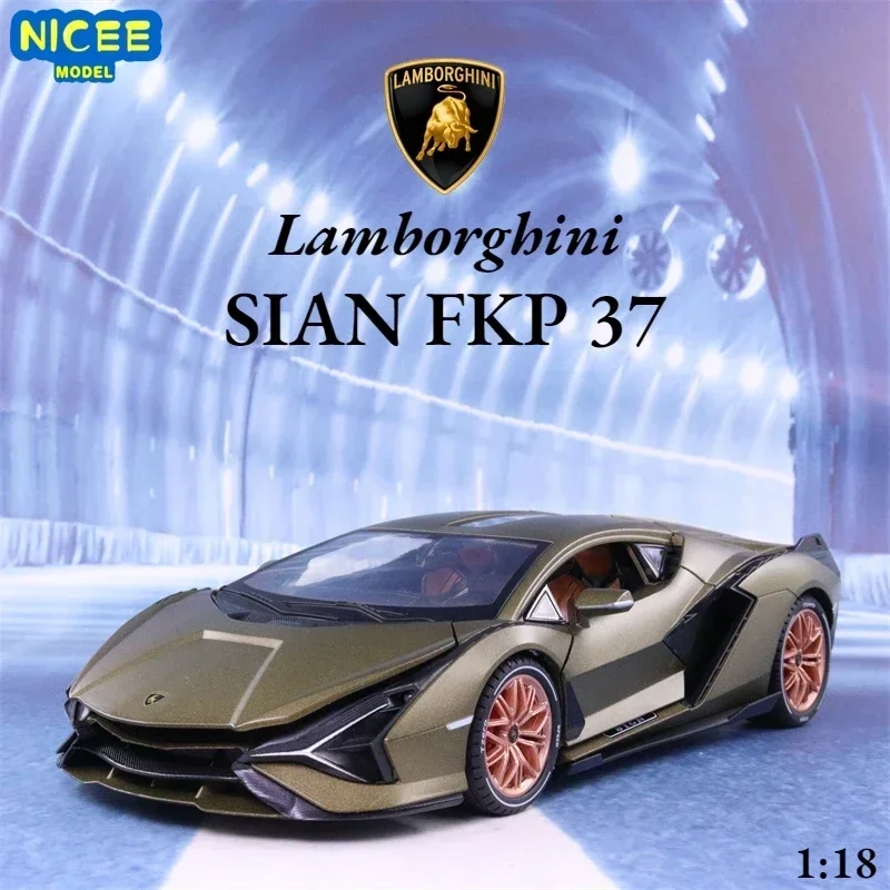 Спортивный автомобиль Lamborghini SIAN FKP 37, масштаб 1:18, модель из металлического сплава со звуковым эффектом