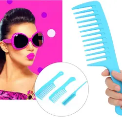 3Pcs Professional Salon ABS Material Straight Handle Fine Wide-Tooth Comb Hairdresser Cutting Anti-Static Hairbrush Styling Tool