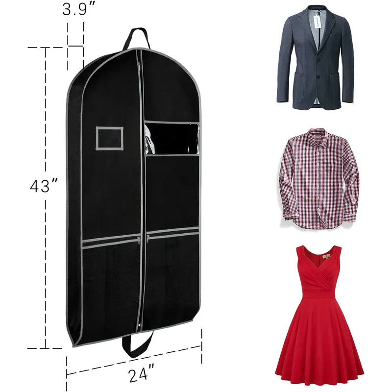 Clothes Storage Bag Garment Covers Garment Bag Suit Bags for Travel and Storage Gusseted Zipper Suit Cover Protector with Large Accessory Pockets and Carry Handles
