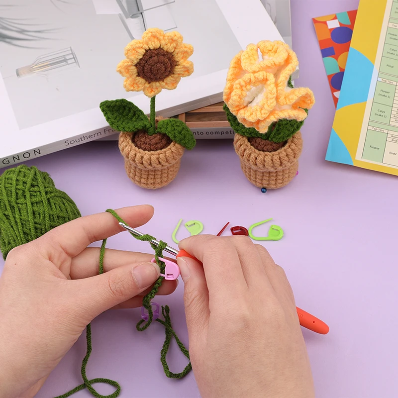 Unfinished Potted Plant Design Knitting Needle Material Package DIY Handmade Crochet Hook Material Package For Beginners IMZAY