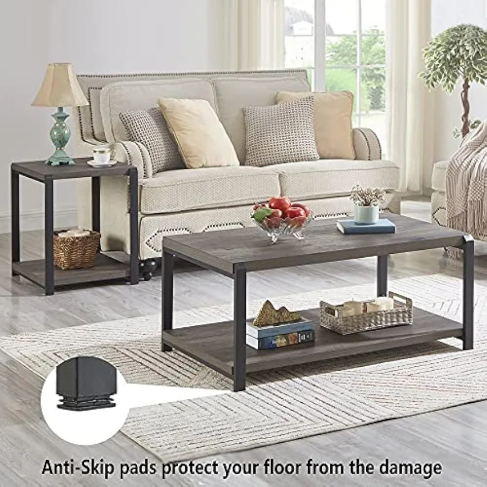 Gold Coffee Table With Storage Shelf Rustic Wood and Metal Cocktail Table for Living Room Grey Round Coffee Tables Free Shipping 3