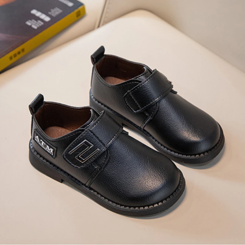 Black Leather Kids Formal Shoes for Boys