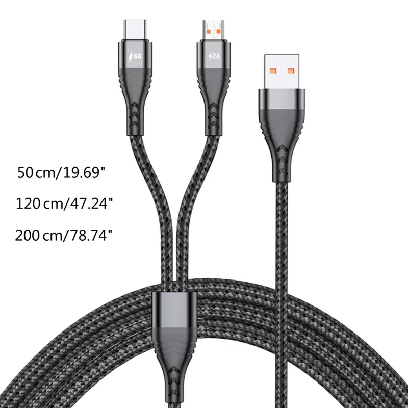 Tangles USB to Micro USB & Type-C Cord Nylon Braided Type-C Charging Cable for Reliable and Long-Lasting Use