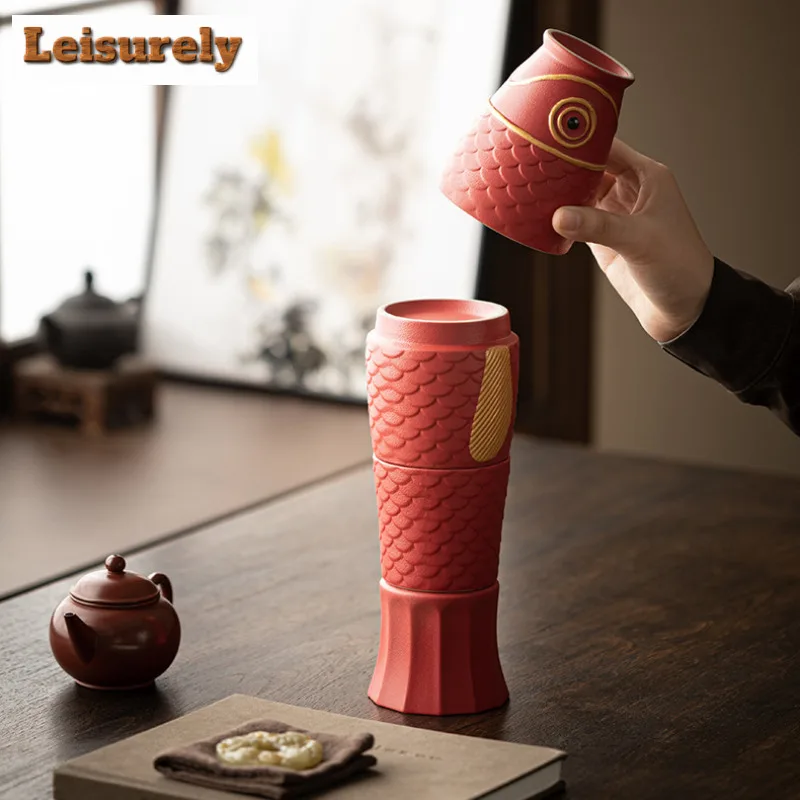 4pc/lot Fortune Koi Tea Set Complete Set Elegant Tea Ceremony Set Household Teapot And Tea Cup Set Chinese Tea Set Drinkware