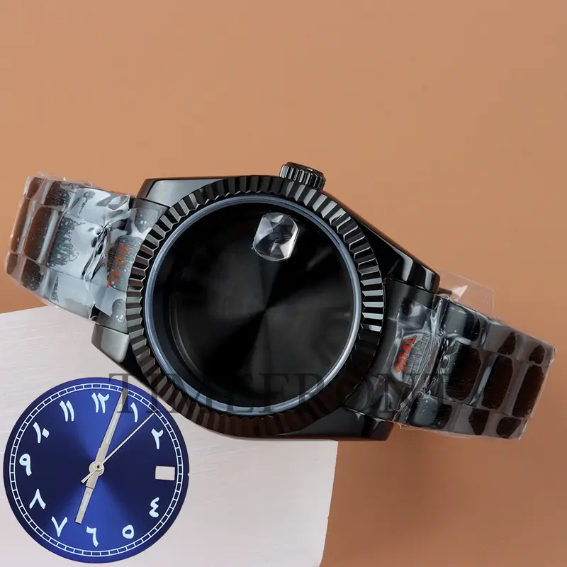 Silver/Black 36mm 39mm nh35 Watch Case with pink Sunburst Dial and Hands For Datejust NH35 NH36 Movement Waterproof Oyster Strap - Image 30
