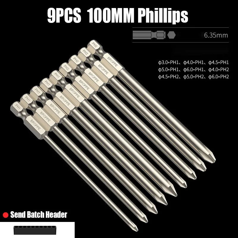 Magnetic Phillips Electric Screwdriver Bit 50/75/100/150mm Hex Shank S2 Alloy Steel Cross Batch Head Power Screw driver Bit — view 2