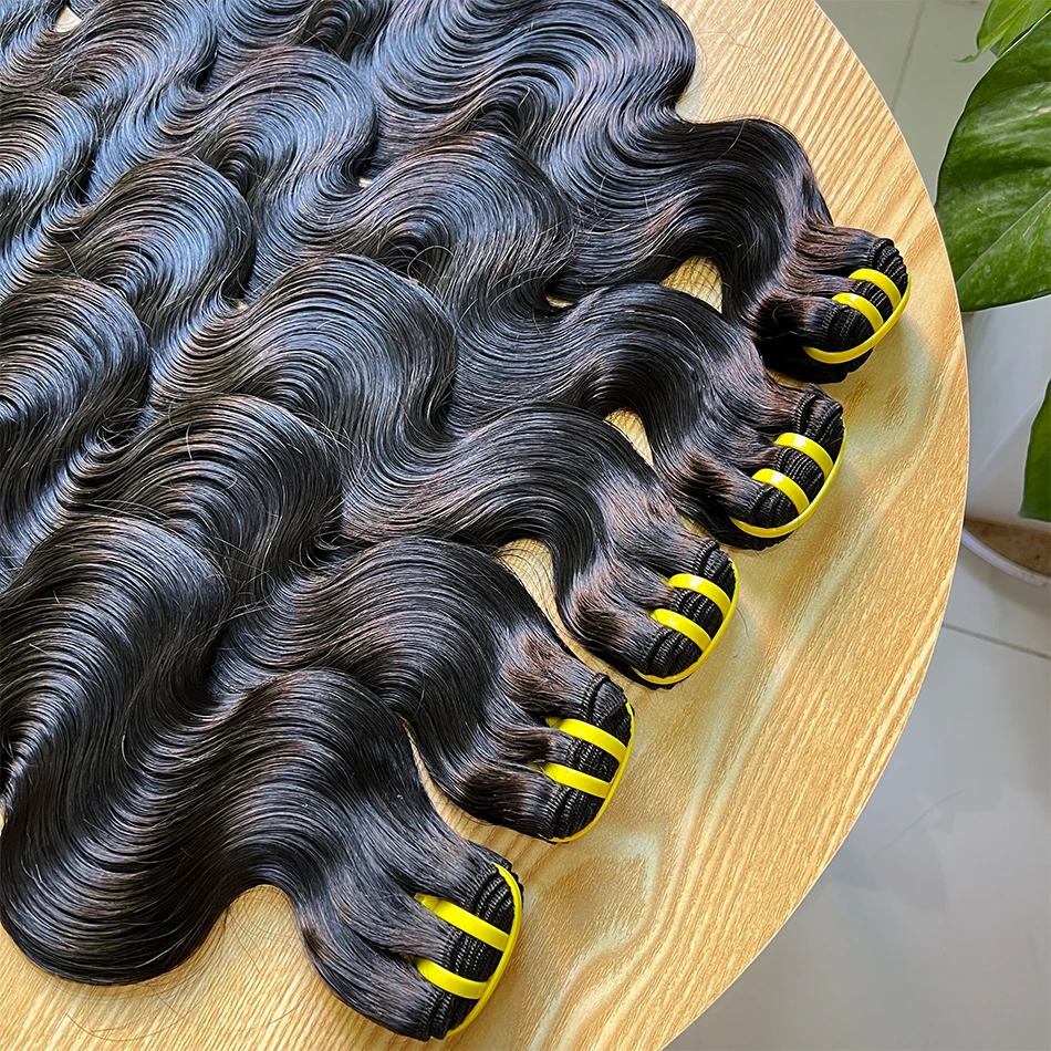 Yiwigs 10A Grade Body Wave Thick Sew In Human Hair Bundles 10-30 inches Black 3 Bundle Deals Raw Hair Weave Extensions