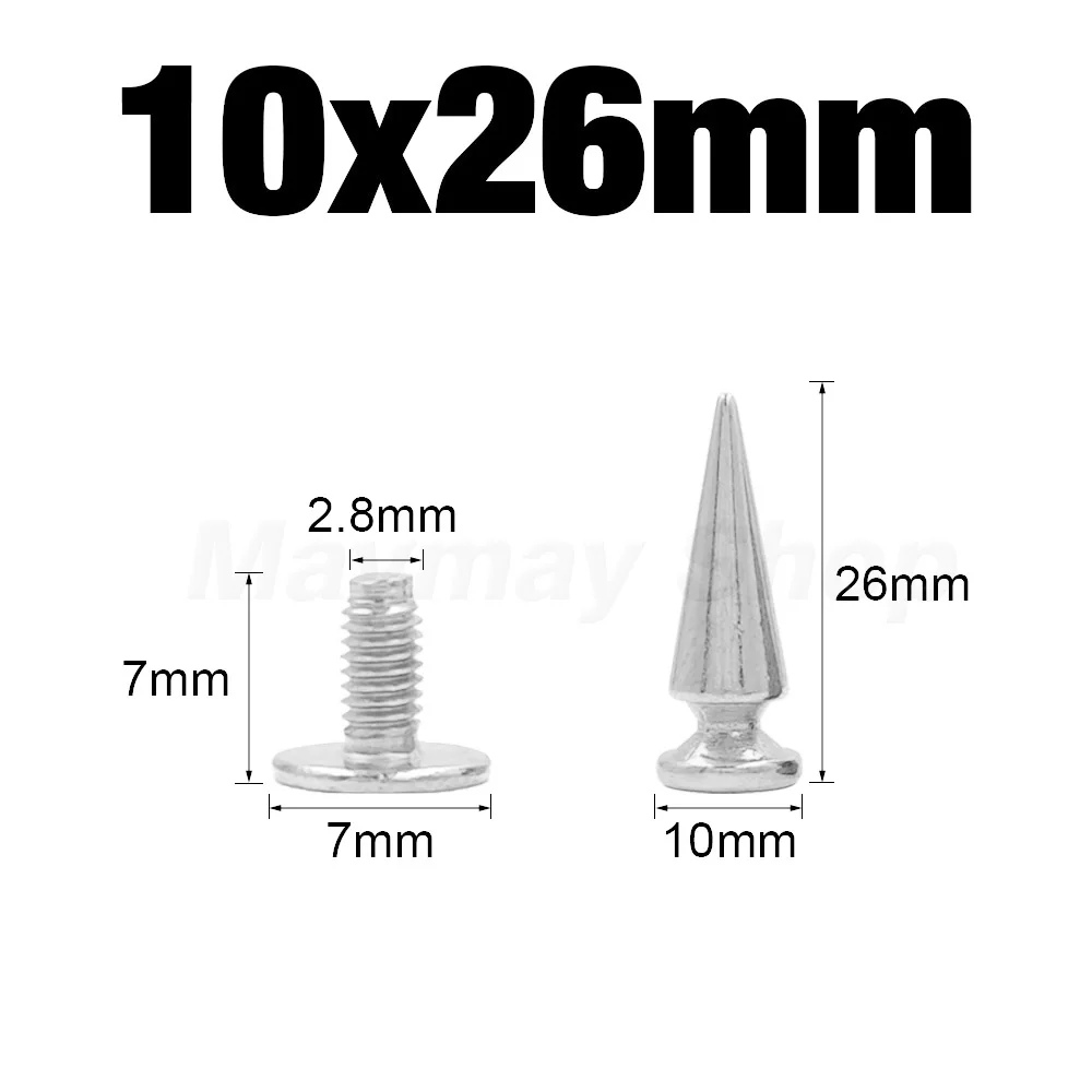 Metal Silver Bullet Spikes Rivets for Punk Rock Fashion and Leather Craft Accessories