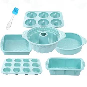 Silicone Bakeware Set – Bread, Donut, Cake & Cupcake Molds with Brush 1