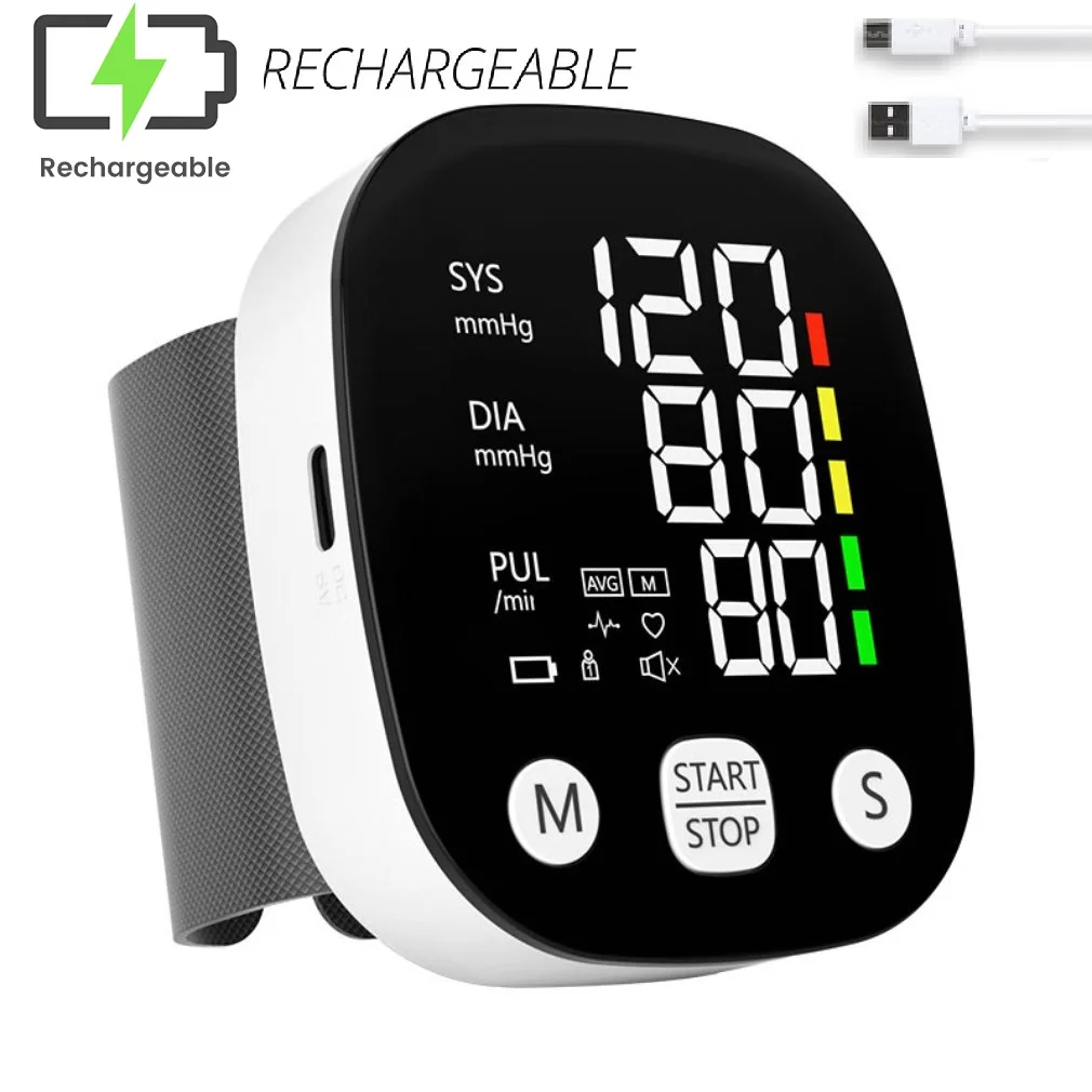 Rechargeable Wrist Blood Pressure Monitor Digital Automatic Blood Pressure Meter Heart Rate Pulse Sphygmomanometer Tonometer blood pressure monitor,blood pressure meter