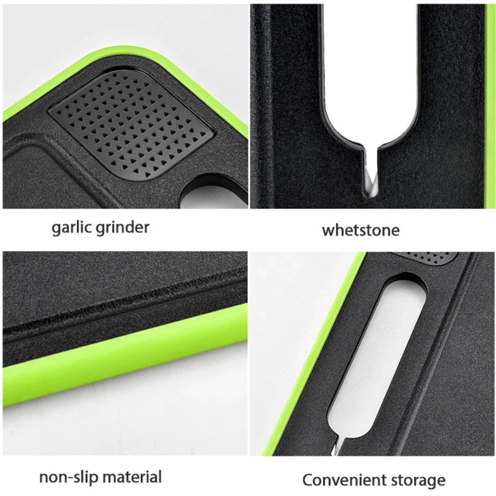 Chopping Board Blocks with Knife Sharpener Double-side Cutting Board Defrosting Thawing Function Kitchen Grinding 4 in 1