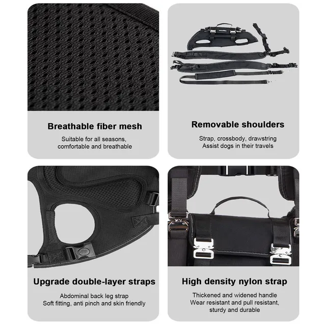 Dog Backpack Carrier - Spine-Friendly For Midium To Large Dogs,Horizontal Design Dog Carrier Adjustable Back Straps For Outdoor 4