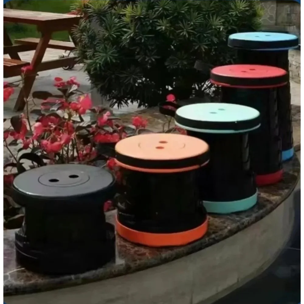 Adjustable Outdoor Travel Camping Folding Stool Plastic Fishing Stool Portable Storage Folding Telescopic Stool Storage Stool