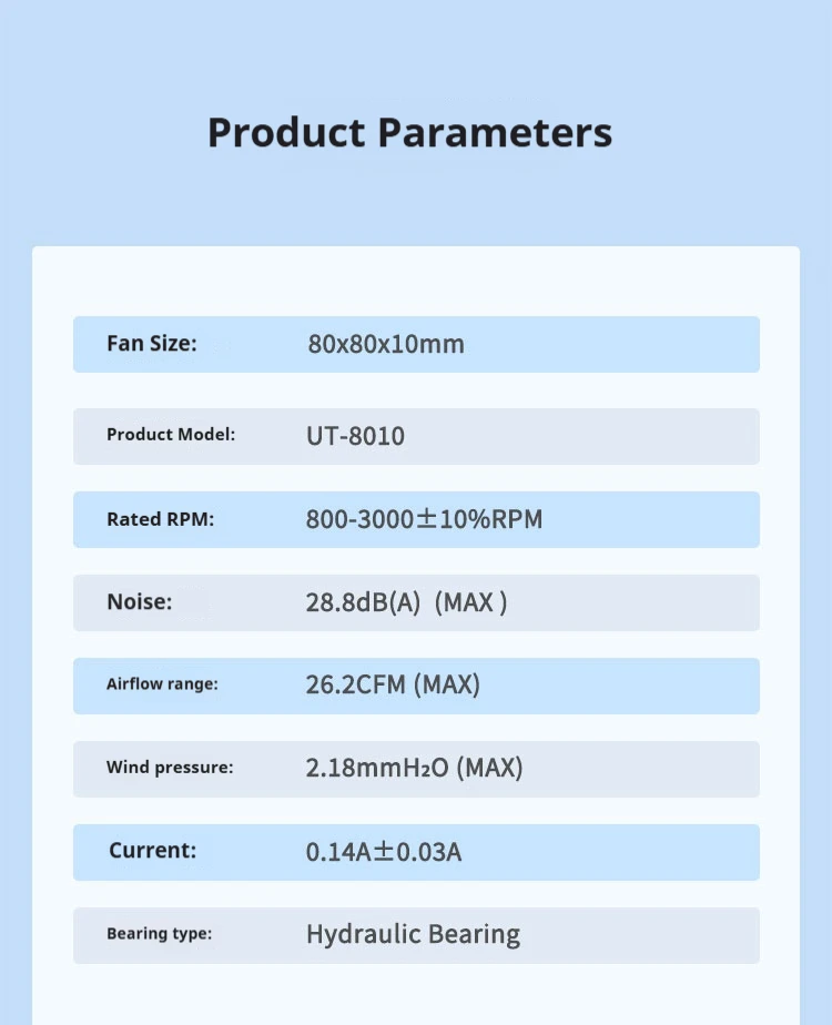 UT-8010 80mm PC Fan, 800-3000RPM 4Pin PWM 11 blade silent Cooling Fan