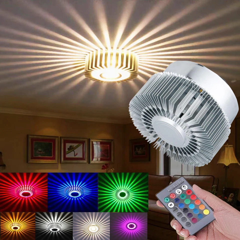 Creative Sun-shaped Wall Lamp 3W Aluminum Alloy Astigmatism Lamp Monochrome  Colorful Light Source for Bar Hall Corridor Decor - AliExpress, image size:960x960