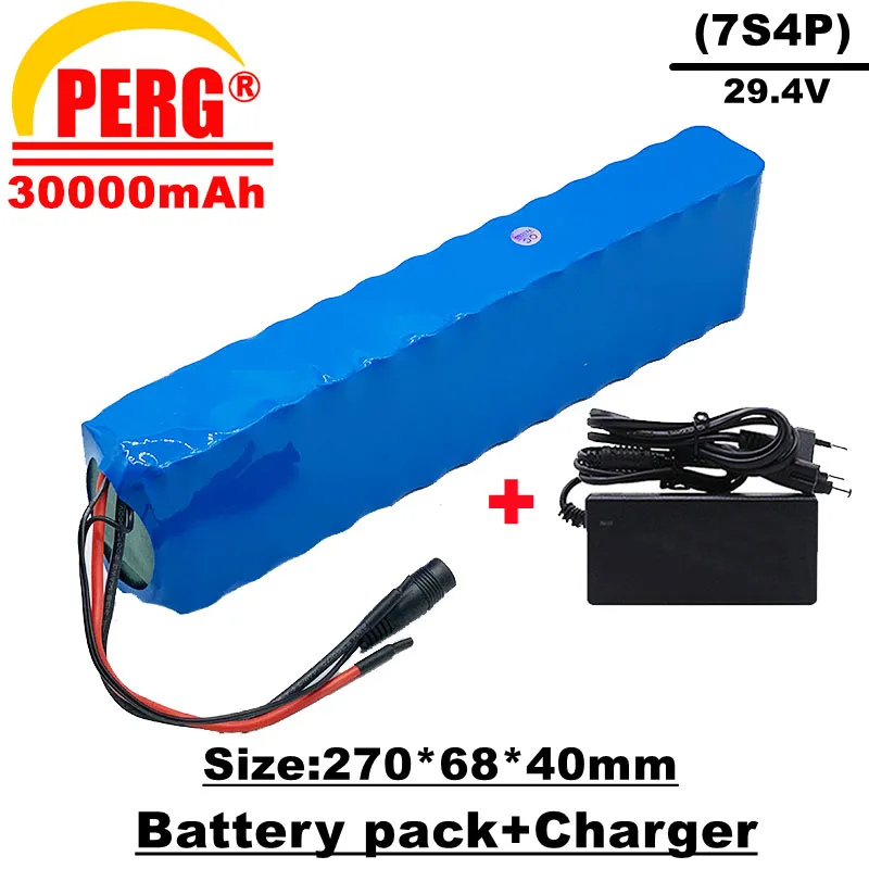 

29.4V lithium ion battery pack, 7s4p 29V 30000mAh, built-in BMS, suitable for bicycles, motorcycles, electric scooters