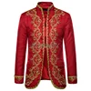 Men's Black Single Button Embroidery Suit Jacket Brand Stand Collar Slim Fit Wedding Groom Blazer Men Stage Singer Costume Homme 5