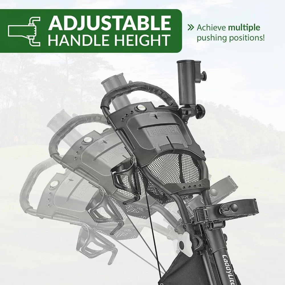 Wheel Golf Push Cart-Golf Trolley Foldable Collapsible Lightweight Pushcart with Foot Brake-Easy to Open & Close