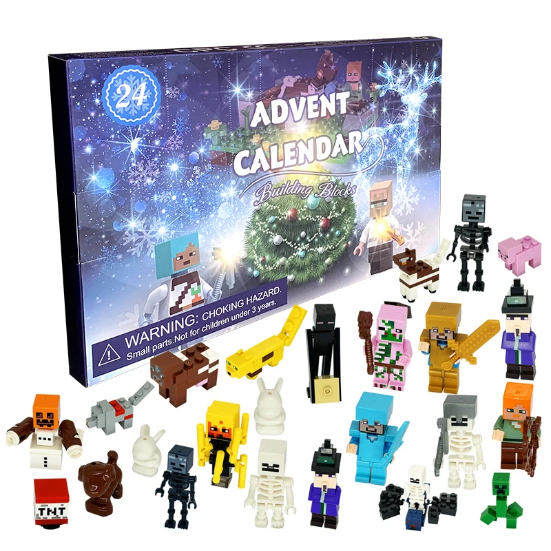 Legominecraft Calendrier de l'Avent Robort Anime Figures Mini Pvc Modèle  Poupées Enfants Compte À Rebours De Noël Jouets Bloc De Construction  Cadeaux De Noël