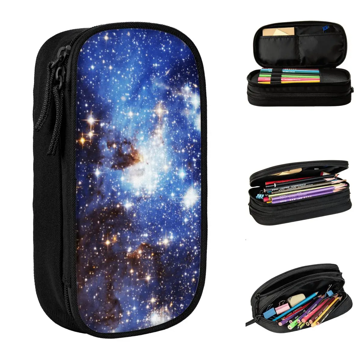 

New Blue Galaxy Pencil Cases Pencilcases Pen for Girls Boys Big Capacity Bags School Supplies Cosmetic Stationery