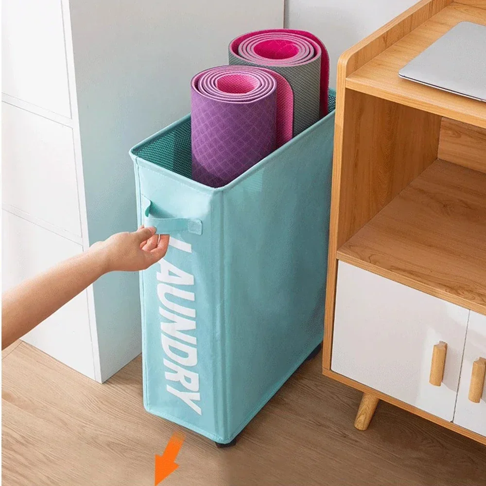 Laundry Basket Large Capacity Laundry Basket with Wheels Yoga Mat Storage Basket Multifunctional Foldable Waterproof Dirty Clothes Storage Bag