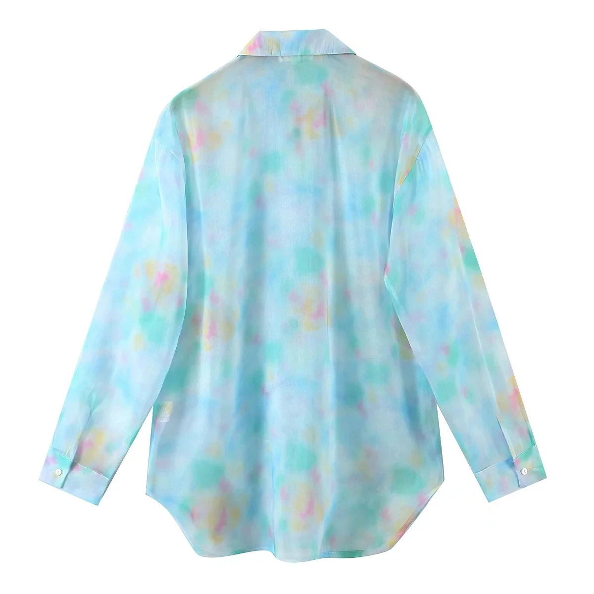 Jenny&Dave 2024 England Fashion High Street Retro Tie-Dyed Loose Casual Shirt Women Blouse Ins Blogger Blouse Women And Tops