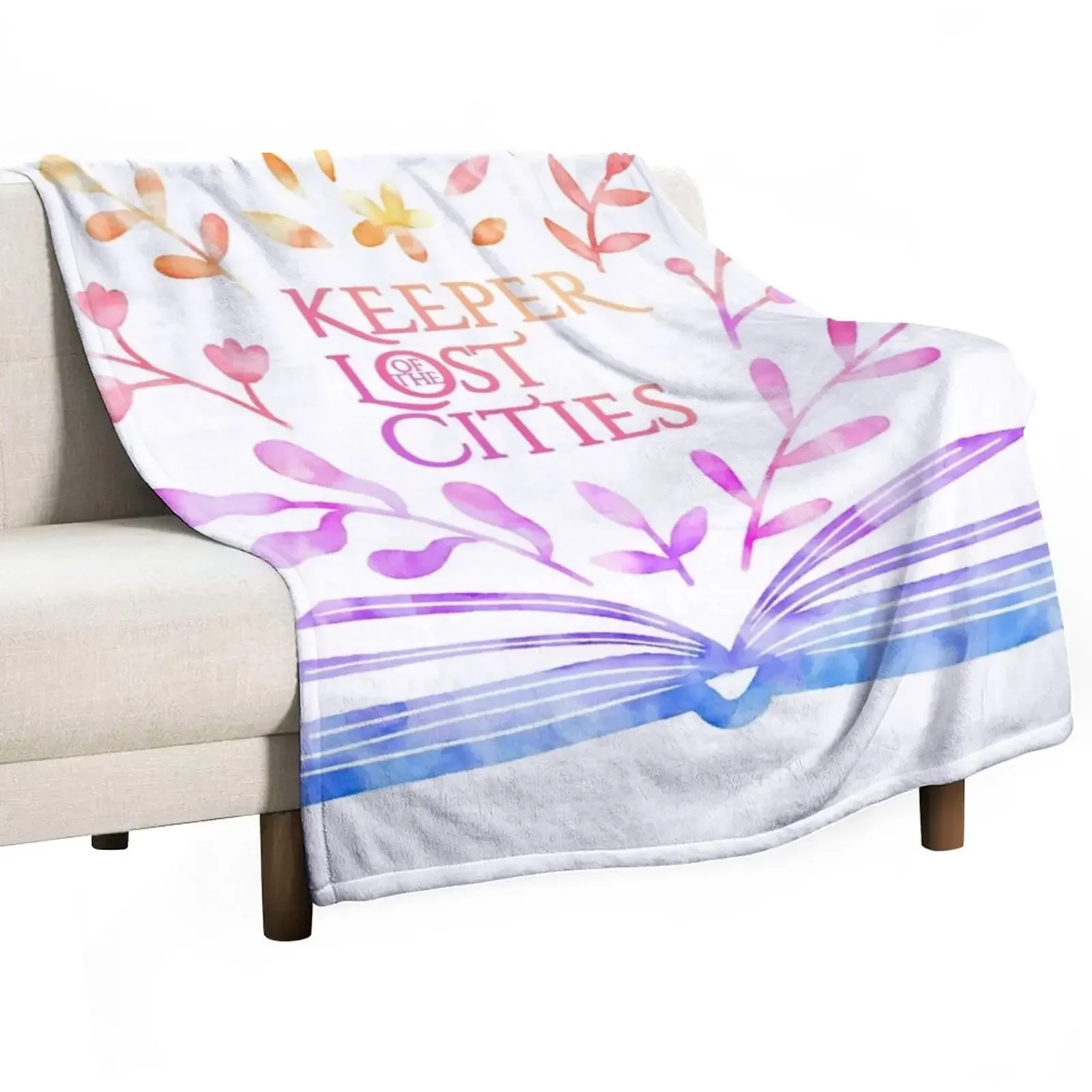 

New Keeper of the Lost Cities Watercolor Bookish Design Throw Blanket valentine gift ideas Custom Warm For Baby Blankets