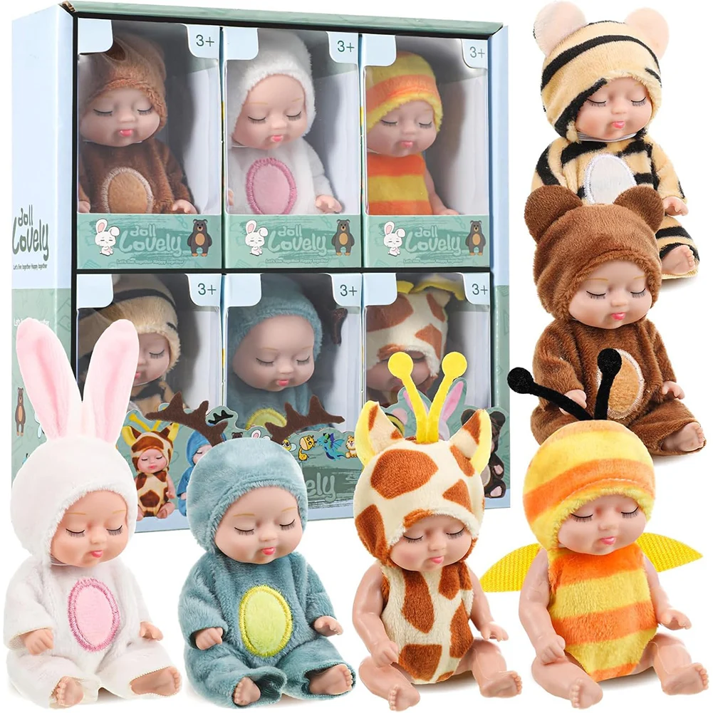 1/6 Pcs 11cm Mini Reborn Baby Doll Lifelike Realistic Baby Doll Toys Miniature Reborn Doll for Girls Boys Toddlers and Kids Gift: 3 - 5 Days Free Delivery Only UK