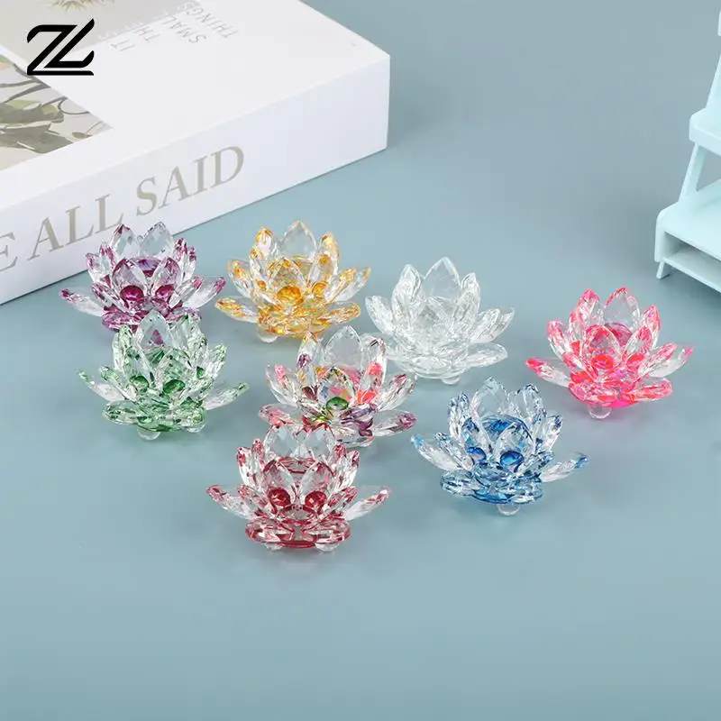 60mm Quartz Crystal Lotus Flower Crafts Glass Paperweight Fengshui Ornaments Figurines Home Wedding Party Decor Gifts Souvenir