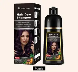 FENKANG 3 - in - 1 Natural Herbal Hair Dye Shampoo, Black Hair Color, for Men & Women, 100ml/500ml (Purple 500ml)