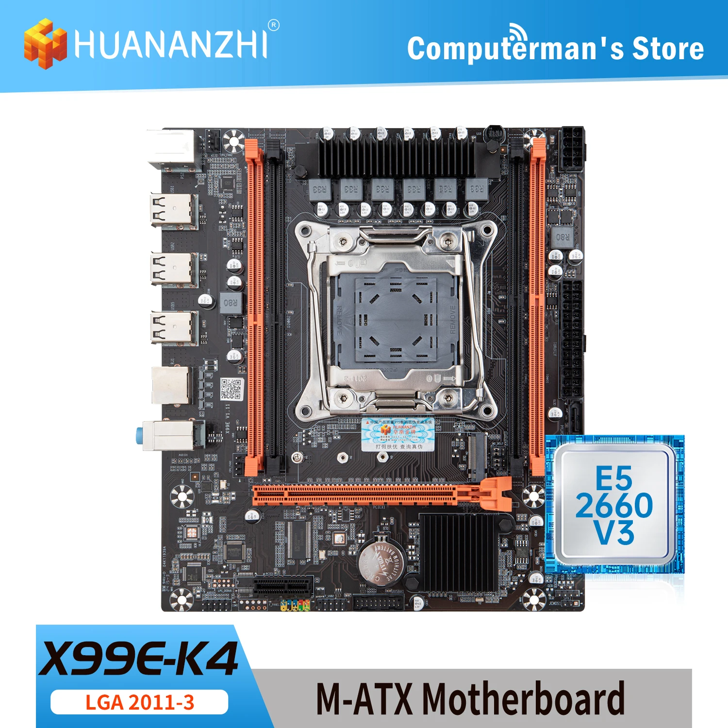 

HUANANZHI X99 E K4 LGA 2011-3 XEON X99 материнская плата с Intel E5 2660 V3 поддержка DDR4 память комбинированный комплект M.2 NVME