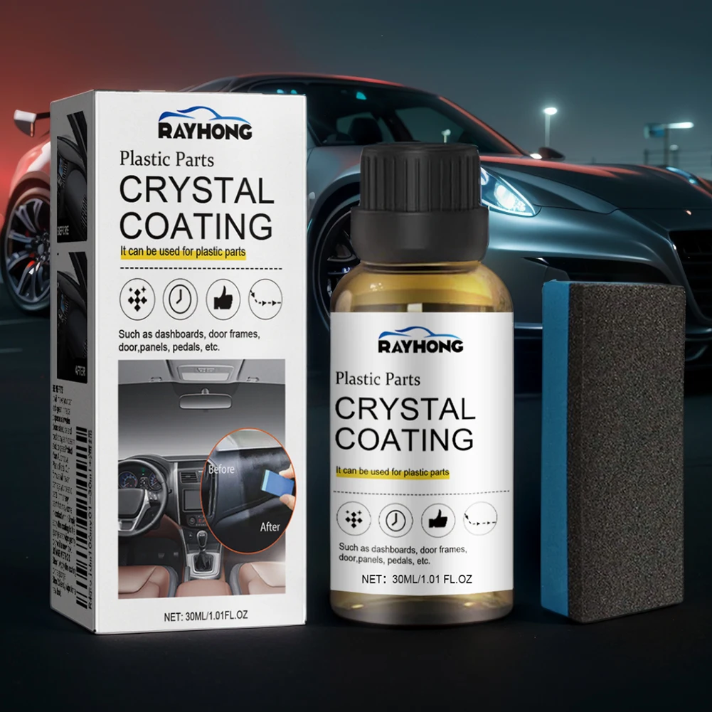 10-1sets Crystal Coating Wax Car Plastic Trim Restorer 30ML Car Panel Renovated Retreading Agent for Car Maintenance 4