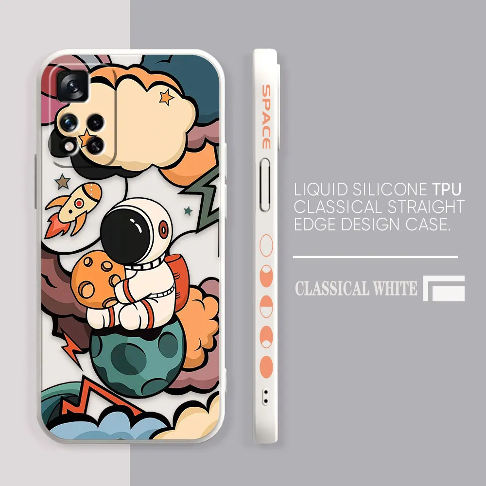 thumbnail image 1 of Case For Redmi Note 12 11 11T 11R 11E 10 9 8 7 7S PRO PLUS 4G 5G Simple Liquid silicone Case Cartoon Space Astronaut, 1 of 5