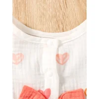 Newborn Baby Girl Sweet Cotton Dress Sleeveless Love Pattern Dress+Hat 2PCS Summer Beach Clothing for Infant Girl 0-9 Months 4