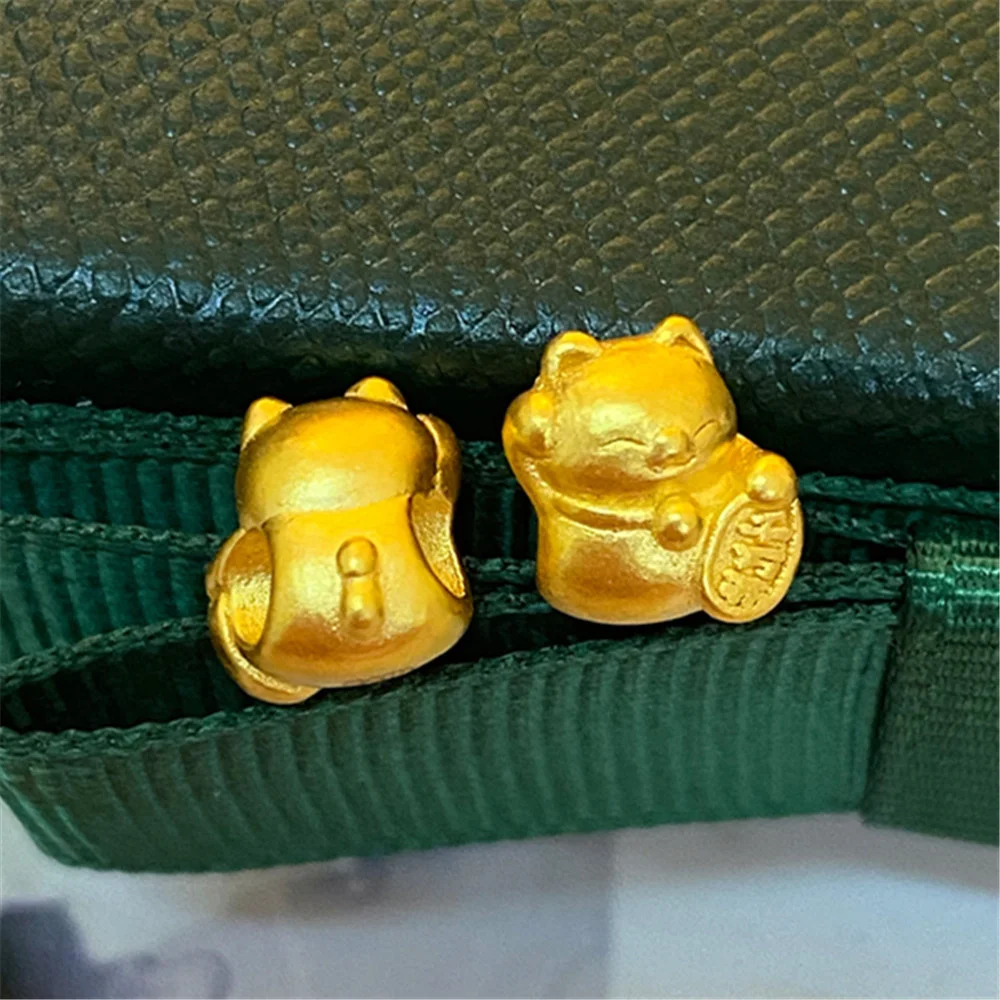 

Pure 999 24K Yellow Gold Men Women Lucky 3D Fortune Cat Bead Pendant 0.1-0.2g