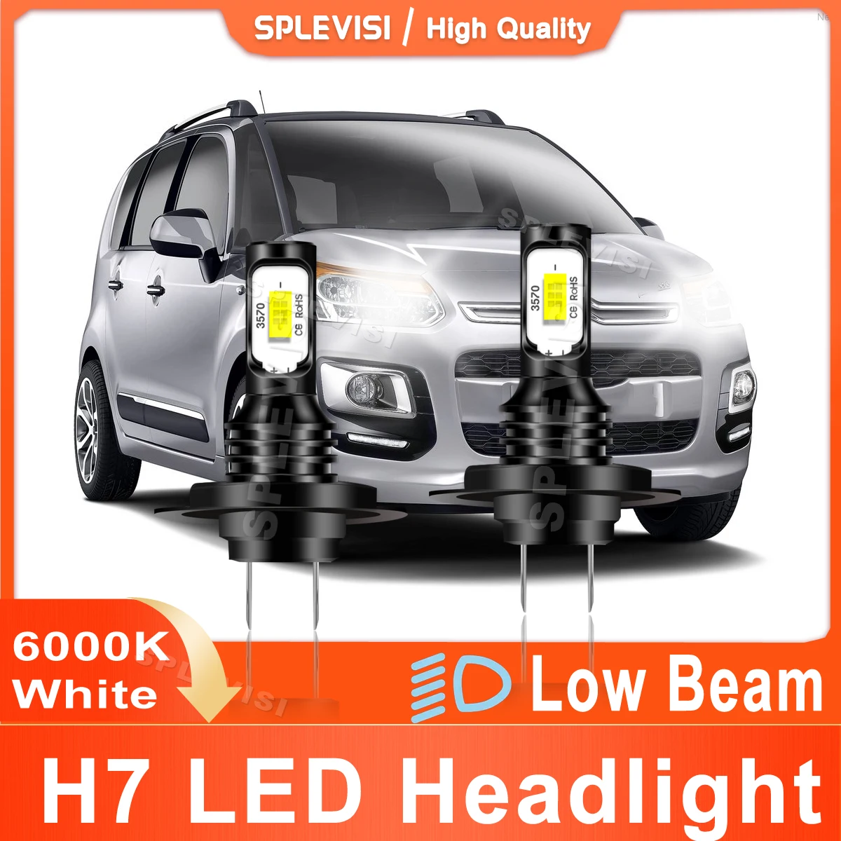 

H7 LED Headlight Low Beam Bright White For CITROEN C3 PICASSO 2007 2008 2009 2010 2011 2012 2013 2014 2015 2016 2017 2018 2019